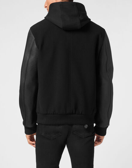 Bomber Jacket Leather Sleeves Iconic Plein