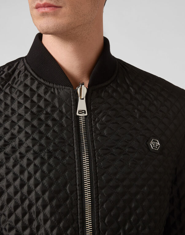 Louis Vuitton Black Leather & Nylon Reversible Bomber Jacket FR 52