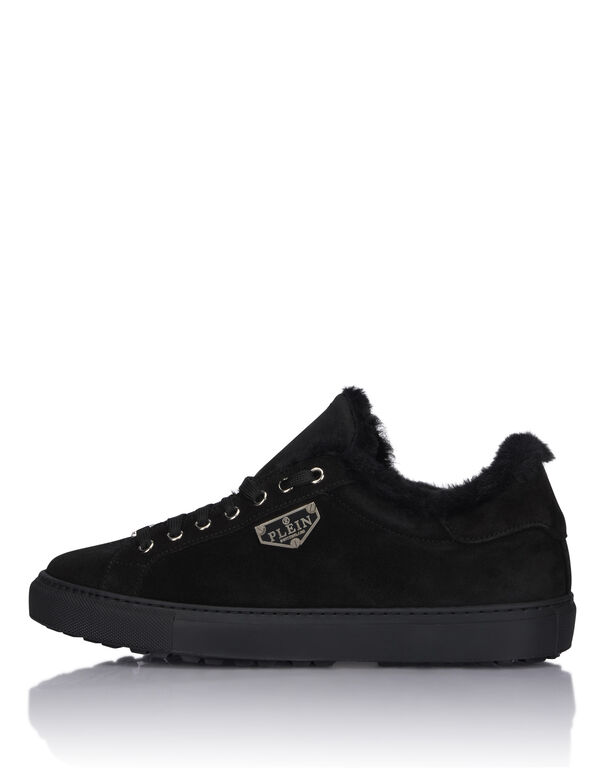 Suede and Sheepskin Low Top Sneakers