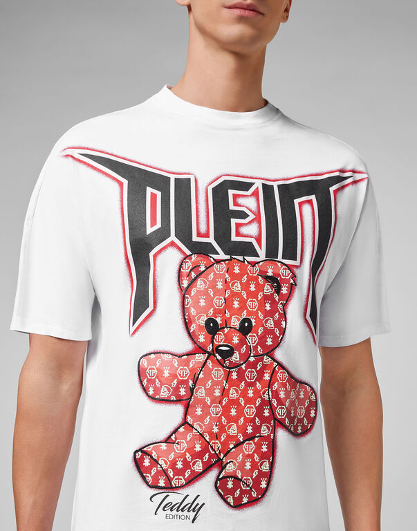 T-shirt Round Neck SS Spray Effect Print Teddy Bear