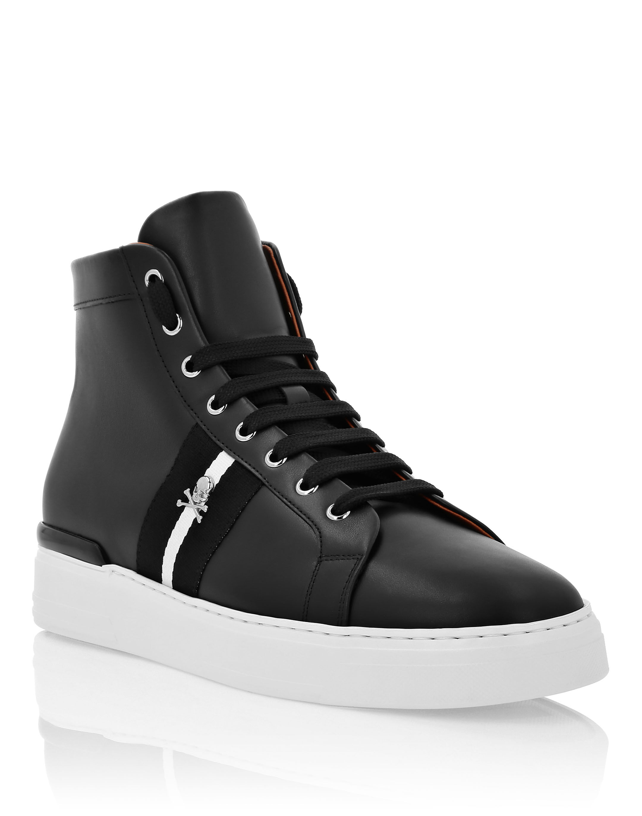 Leather Hi Top Sneakers Stripes Stripes Philipp Plein Outlet