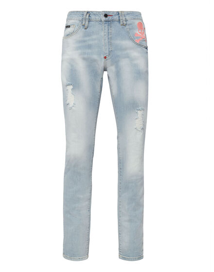 Denim Trousers Super Straight Cut Skull