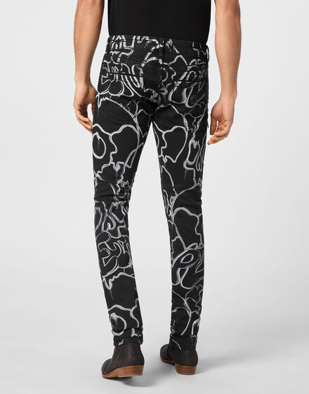 Denim Trousers Super Straight Cut Fit Skull&Bones