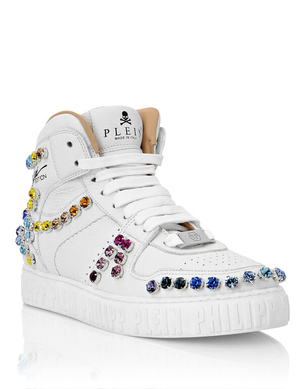 Leather Hi-Top Sneakers Crystal