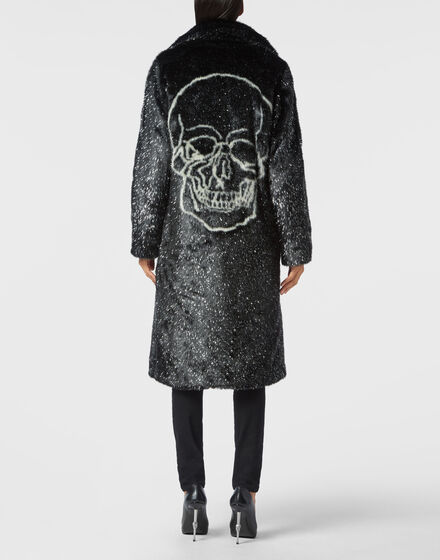 Eco Fur Long Coat Skull