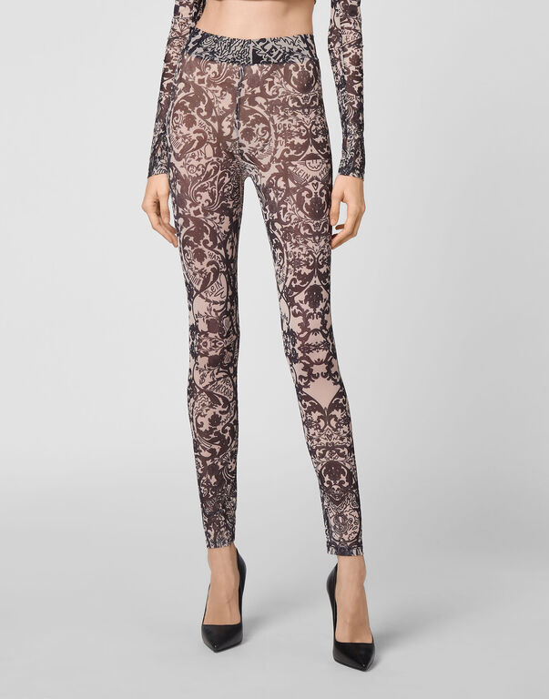 Leggings Stretch Printed Tulle New Baroque