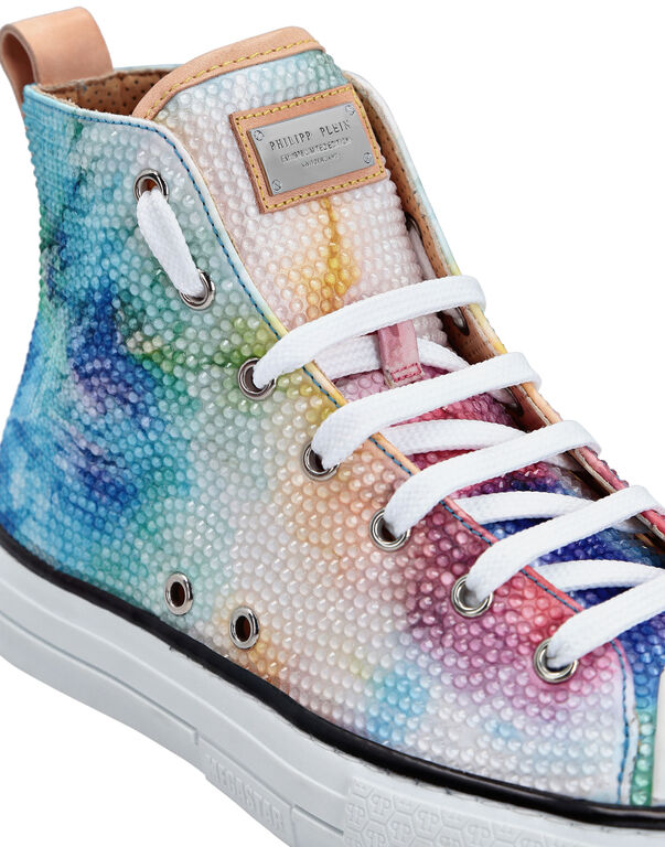 Satin Hi-Top Sneakers Tie dye