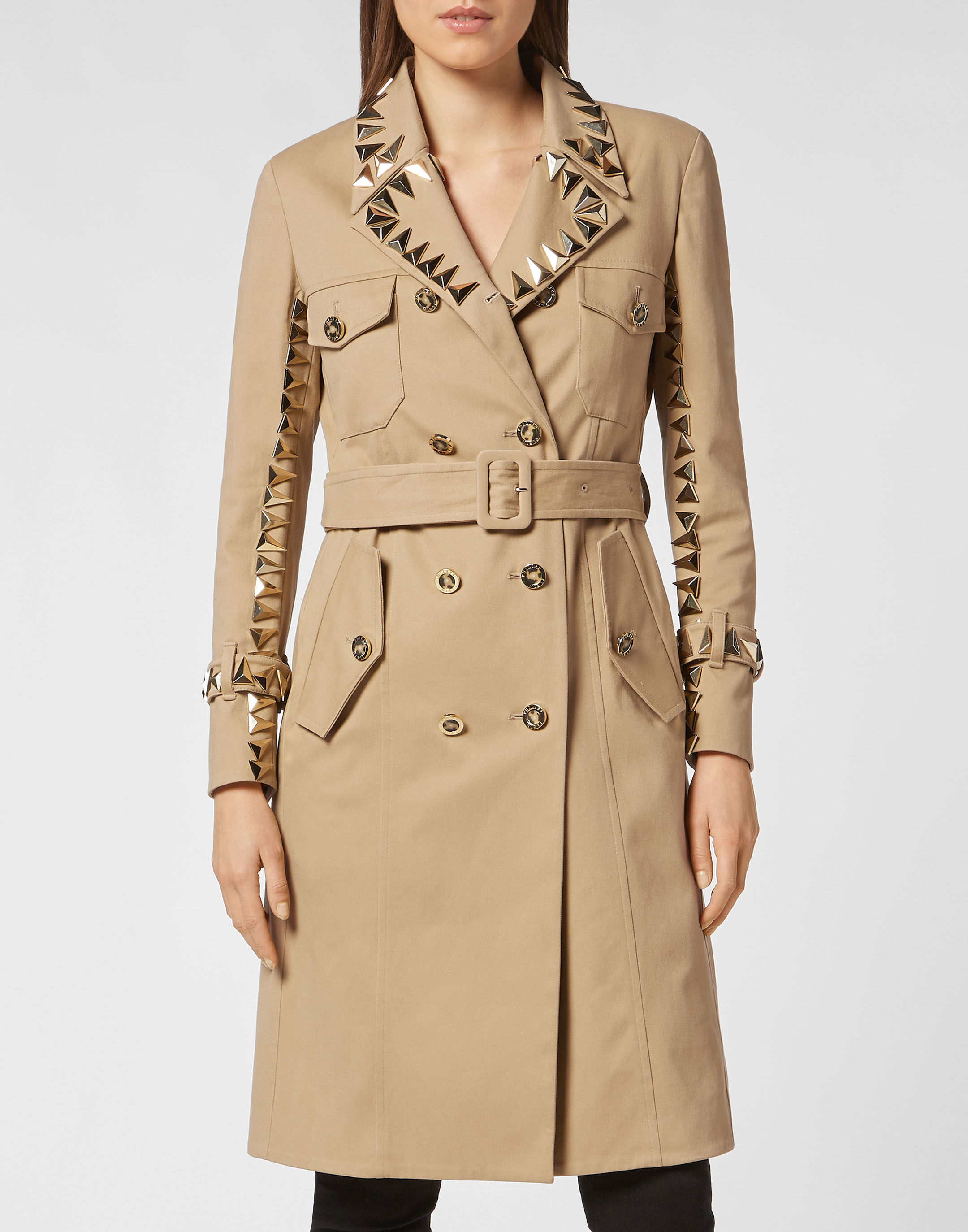 Canvas Trench coat Studs | Philipp Plein Outlet