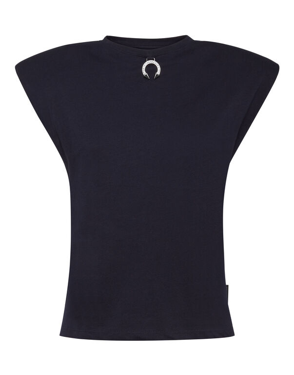Tank Top Round Neck Piercing With Padded Shoulder