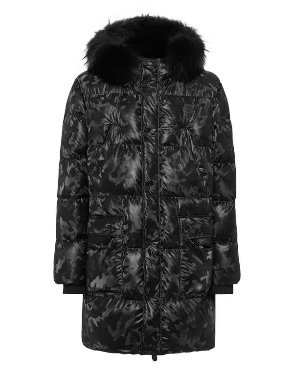 Nylon Parka With Fur Details