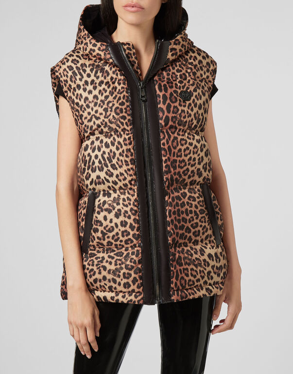 Puffer Short Vest Leopard