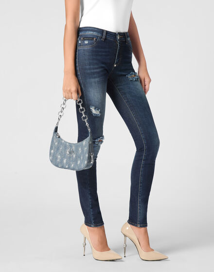 Denim Shoulder Bag Monogram Strass Denim Shoulder Bag Monogram Strass