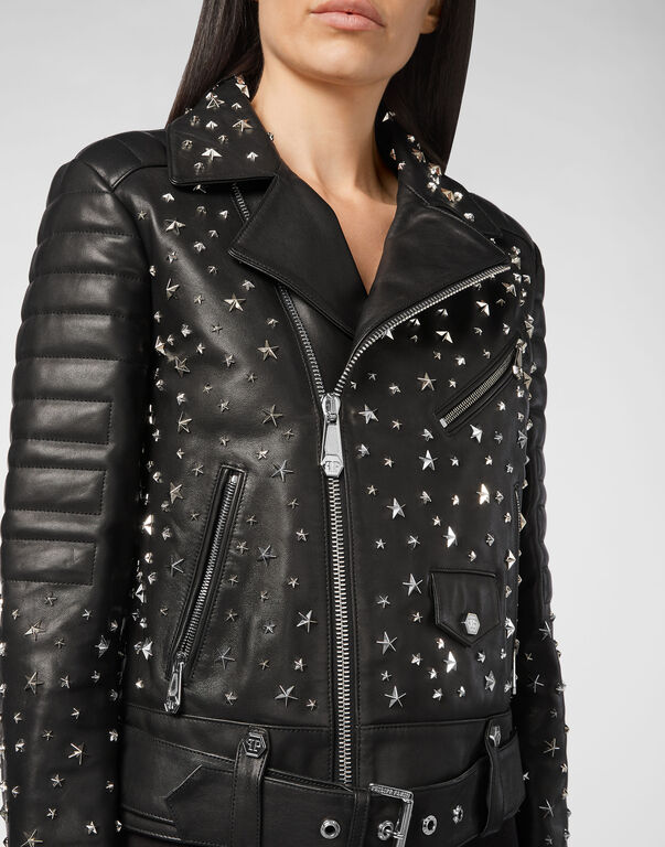 Leather Biker oversize stars Studs