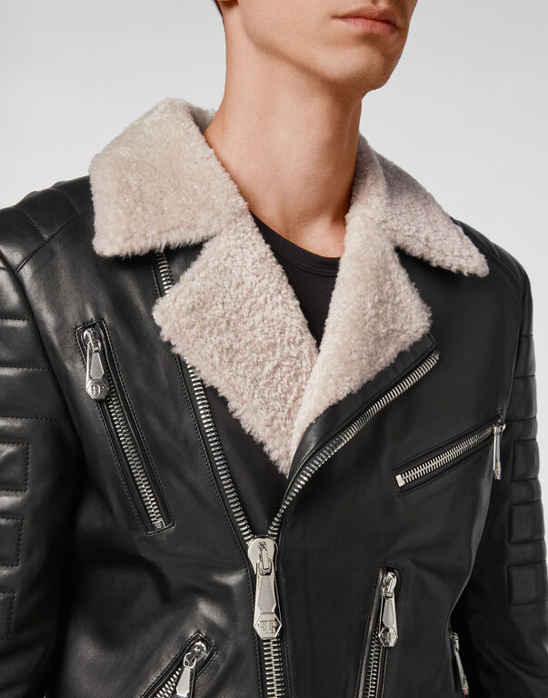 Lambskin shearling Biker Jacket Iconic Plein