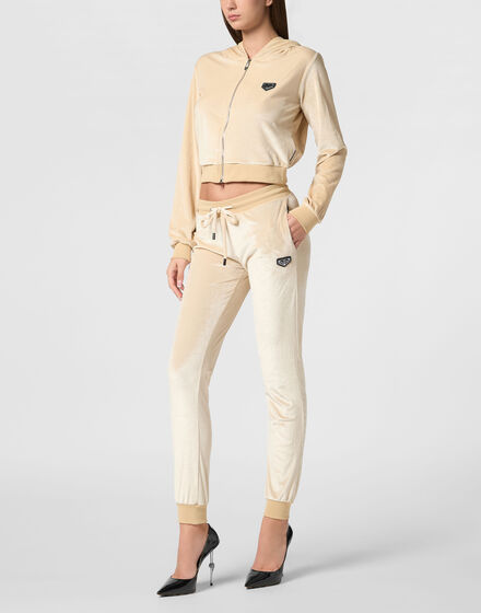 Chenille Hoodie Sweatjacket Strass Skull