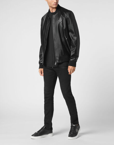 Leather Bomber LS Iconic Plein