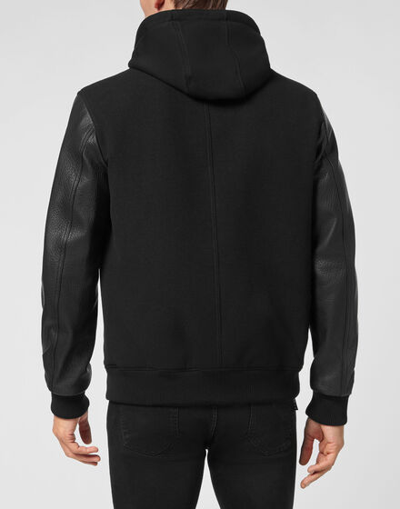 Bomber Jacket Leather Sleeves Bomber Jacket Leather Sleeves