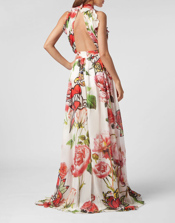 Silk Chiffon Long Dress Love