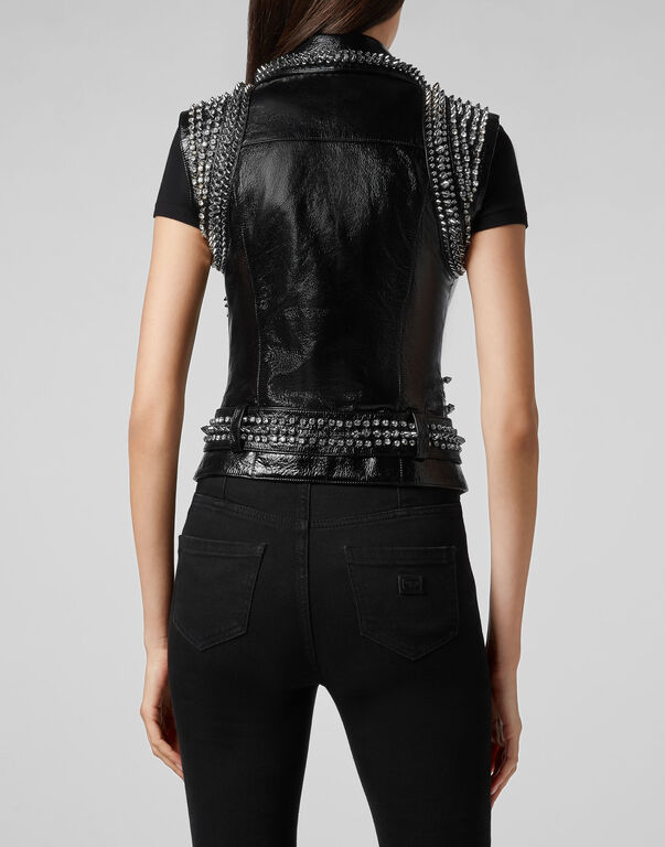 Leather Vest Short Studs