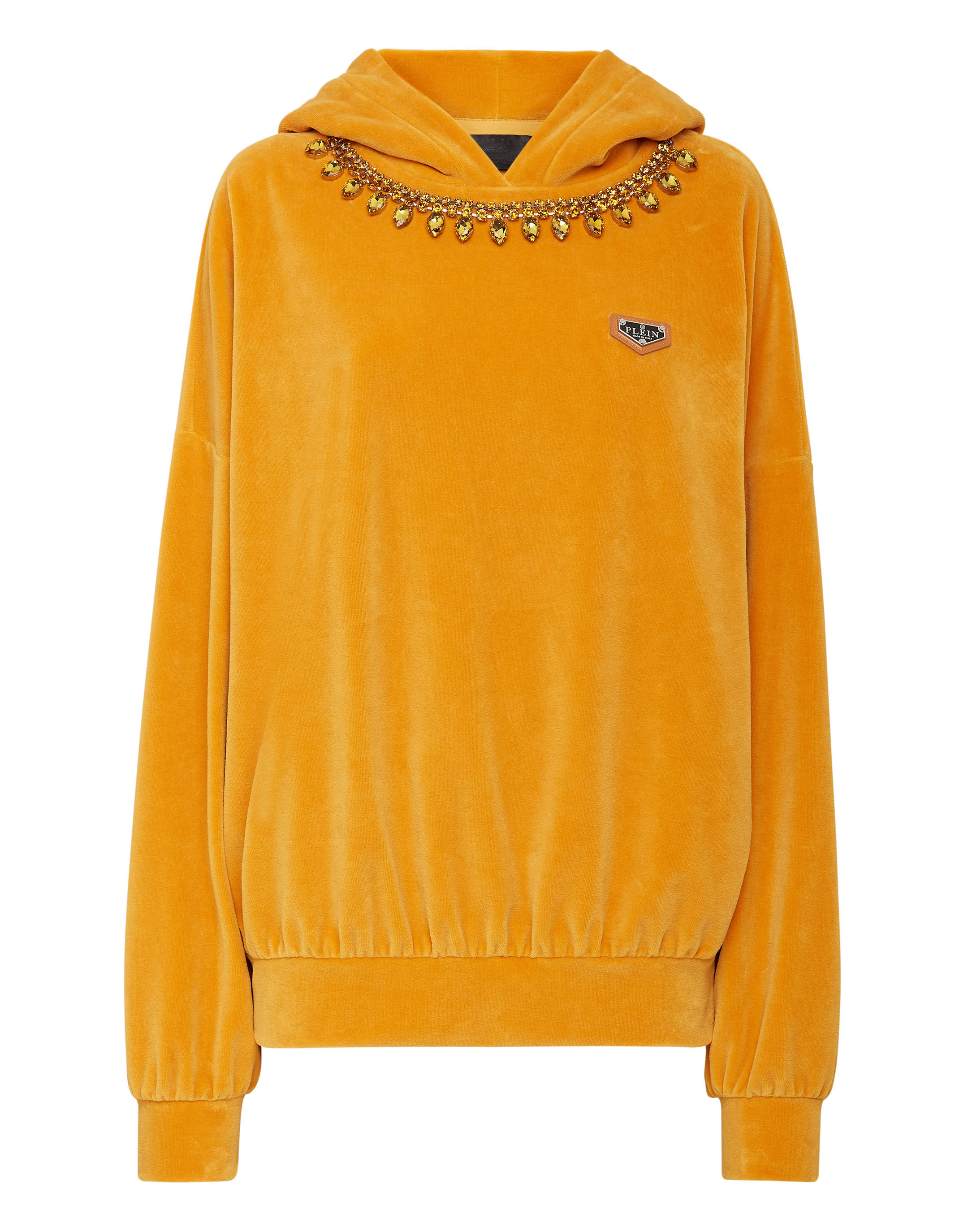 Orange velvet hoodie sales