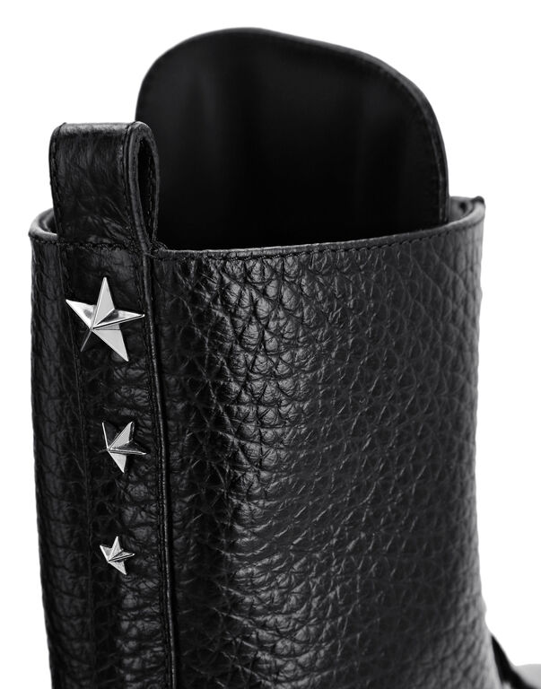 Leather Boots Low Flat stars Studs