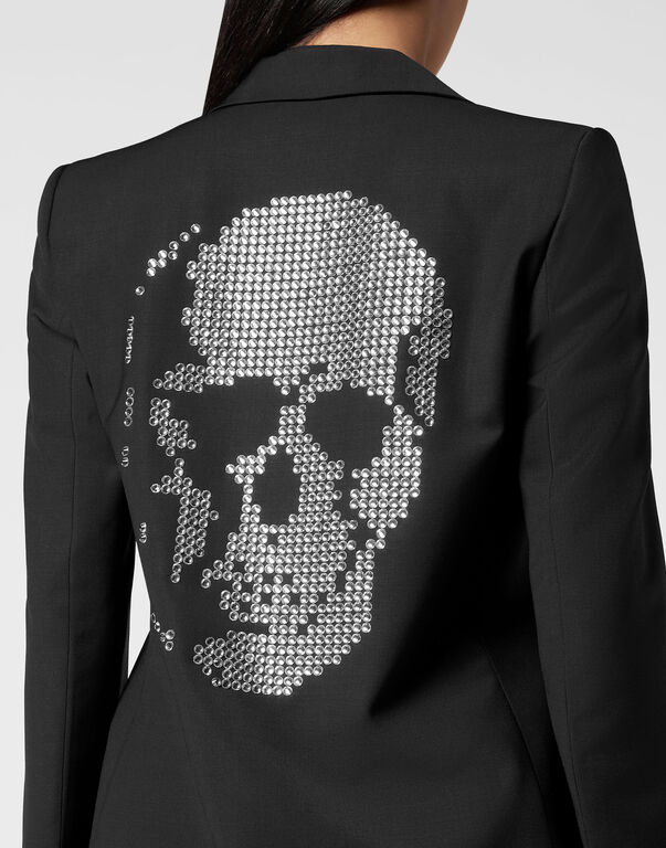 Wool Boxy Blazer Crystal Skull