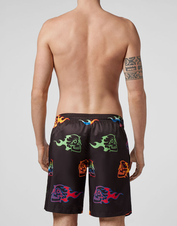 Beachwear Short Trousers Skull on fire