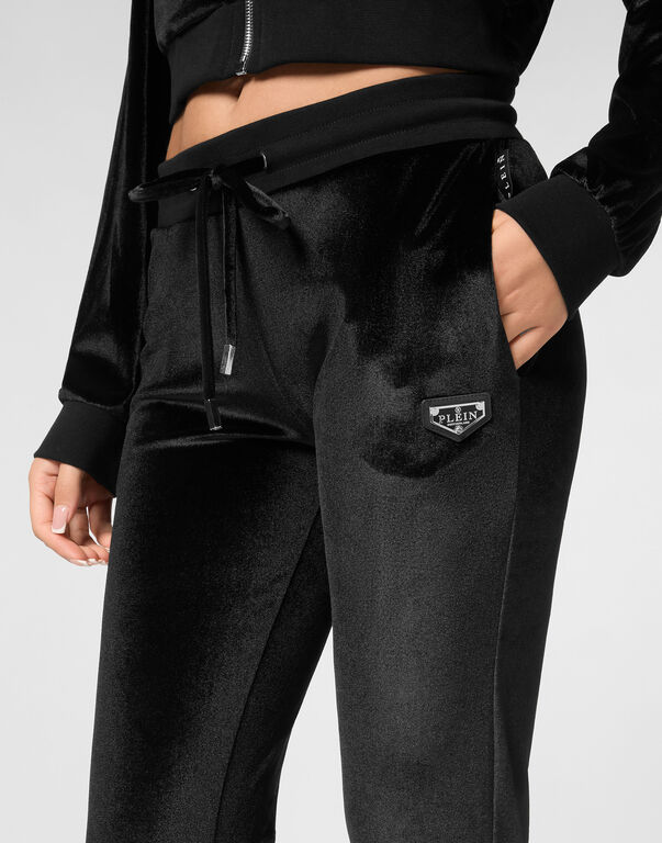 Chenille Jogging Trousers Strass Skull