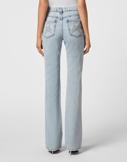 Denim High wasted flare Skull