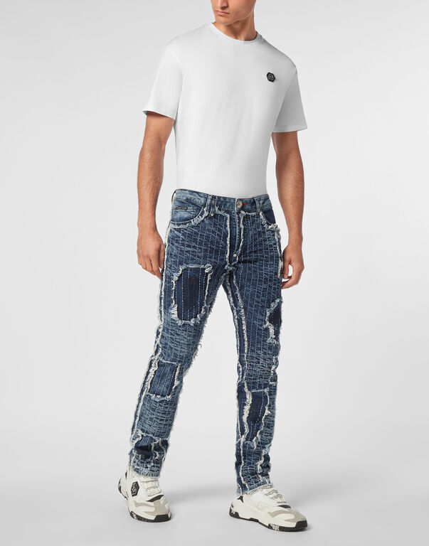 Denim Trousers Super Straight Cut Destroyed