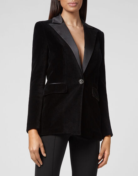 Velvet Blazer Crystal Skull