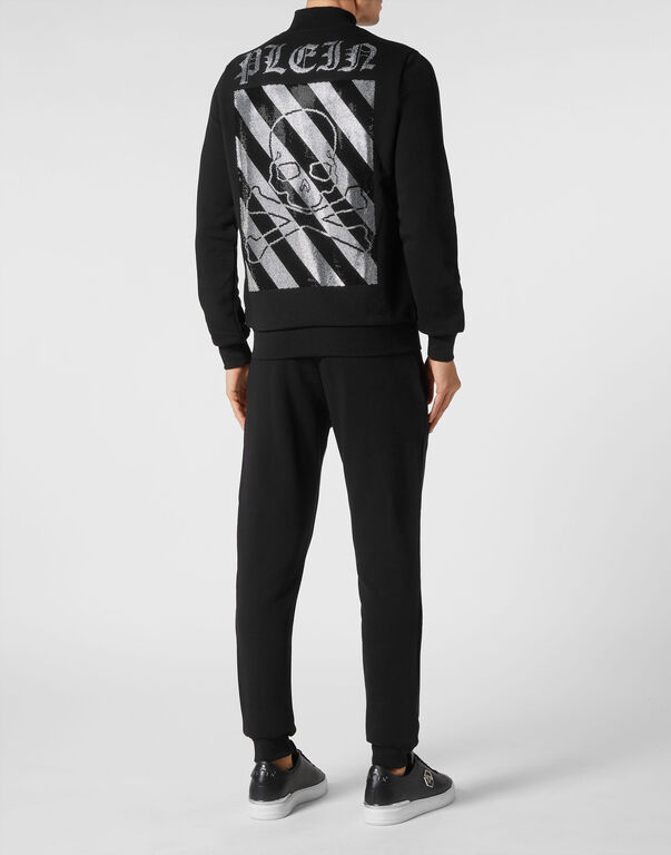 Jogging Tracksuit: Top/Trousers with Crystals Rainbow Stripes