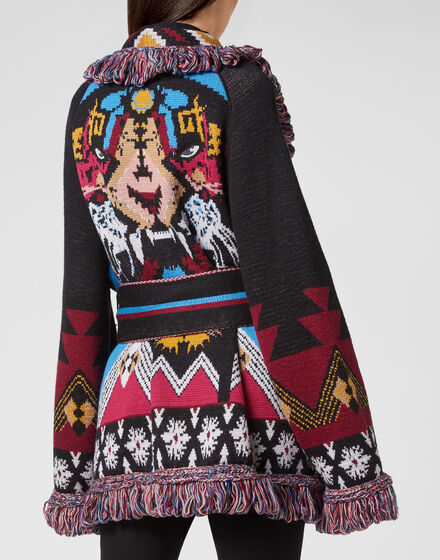 Wool Cardigan Short Fringe Navajo