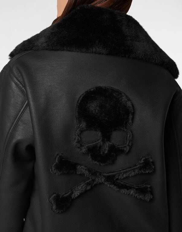 Eco Mutton Aviator Long Jacket Skull&Bones