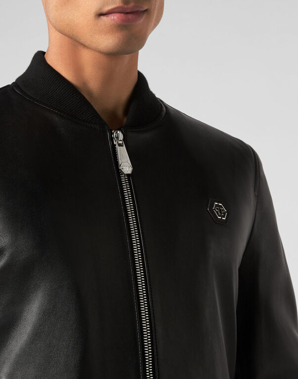 Leather Bomber Paisley Stones