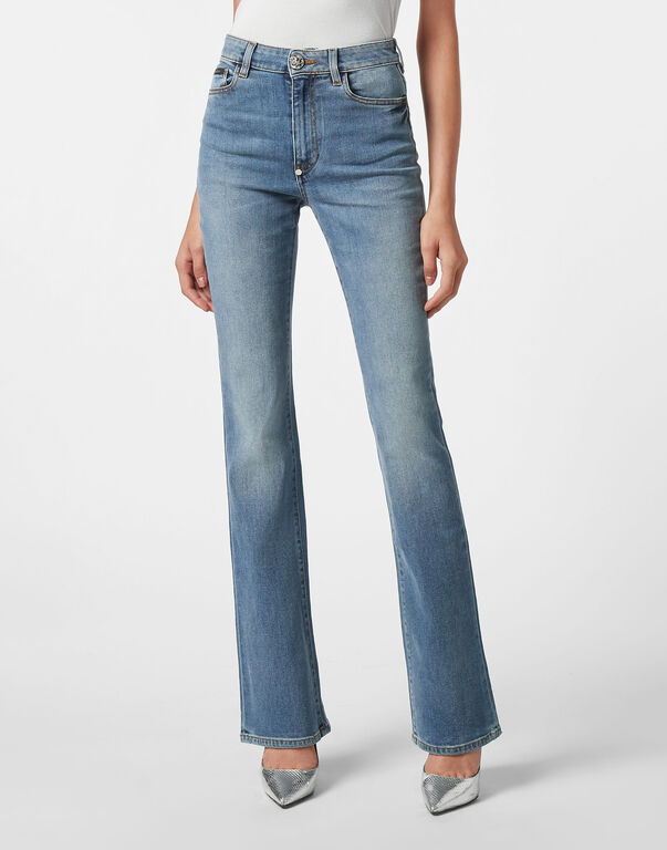 Denim High wasted flare Trousers
