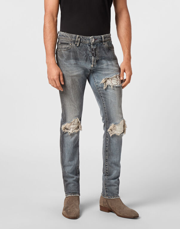 Super Straight Cut Trousers With Python Inserts