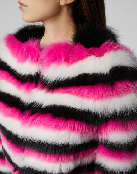 Fur Coat Short Stripes