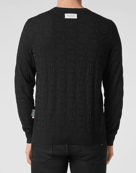 Silk/Wool Pullover LS Monogram