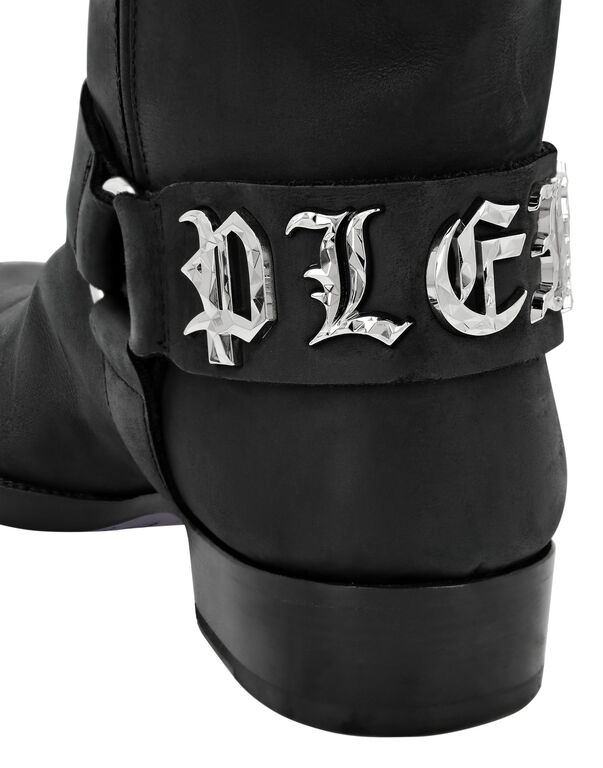 Leather Boots Flat High Gothic Plein