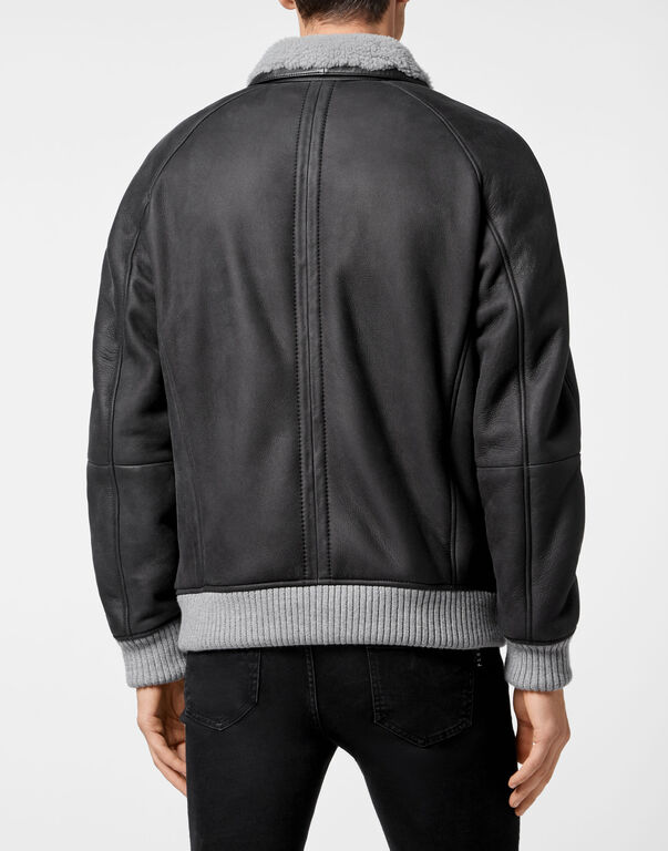 Shearling leather jacket Iconic Plein