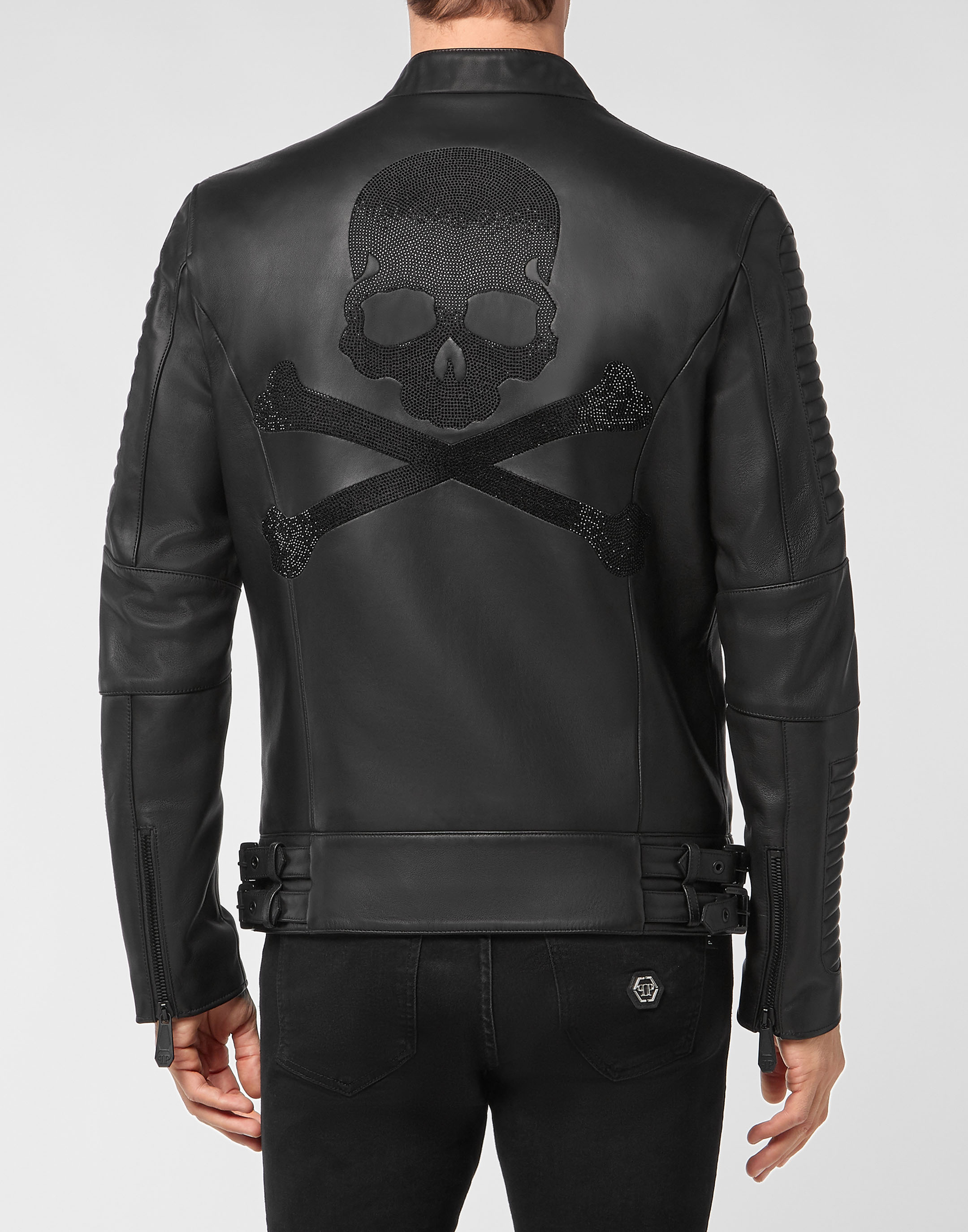 Leather Biker Jacket Crystal | Philipp Plein Outlet