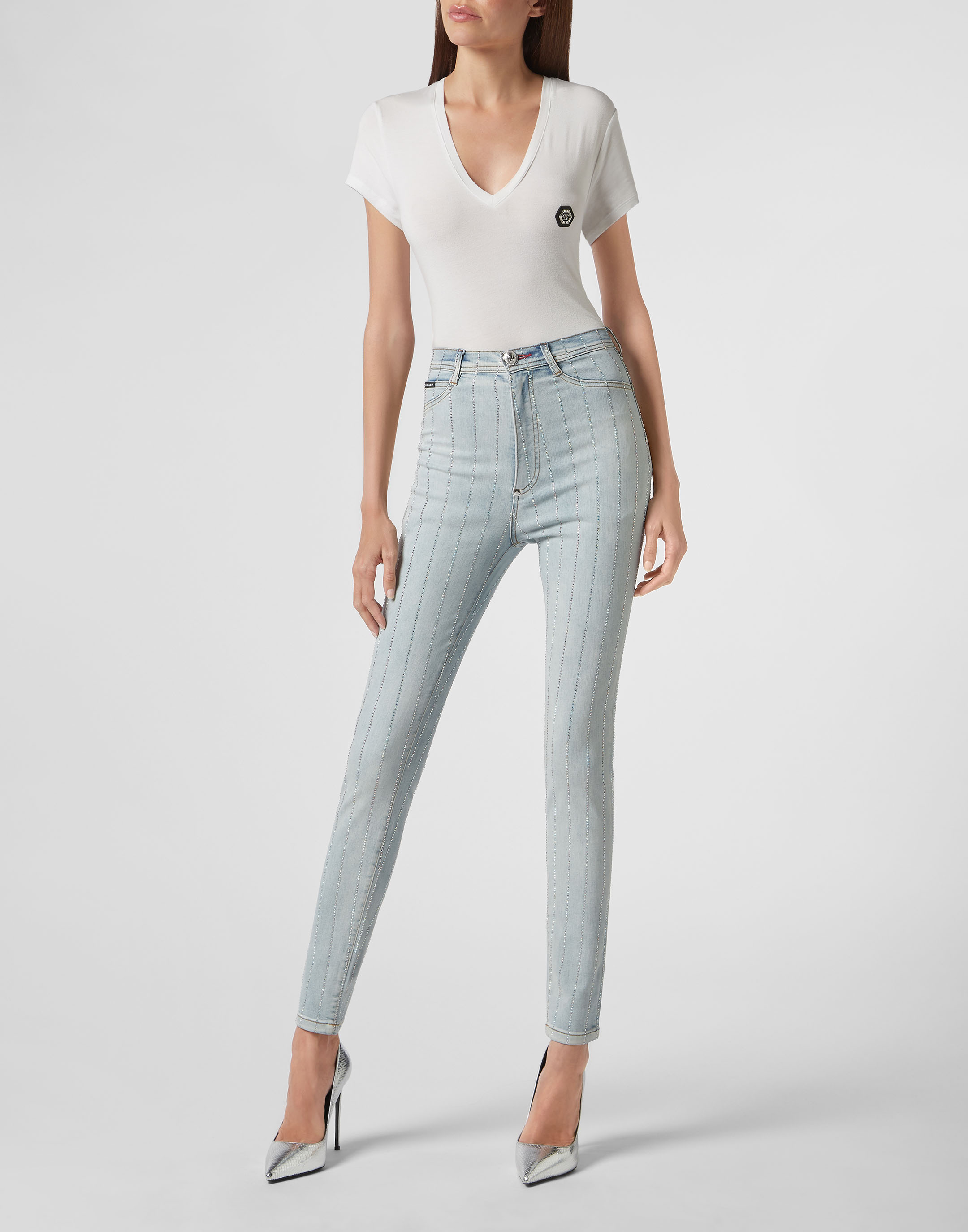 high-waisted crystal jeggings