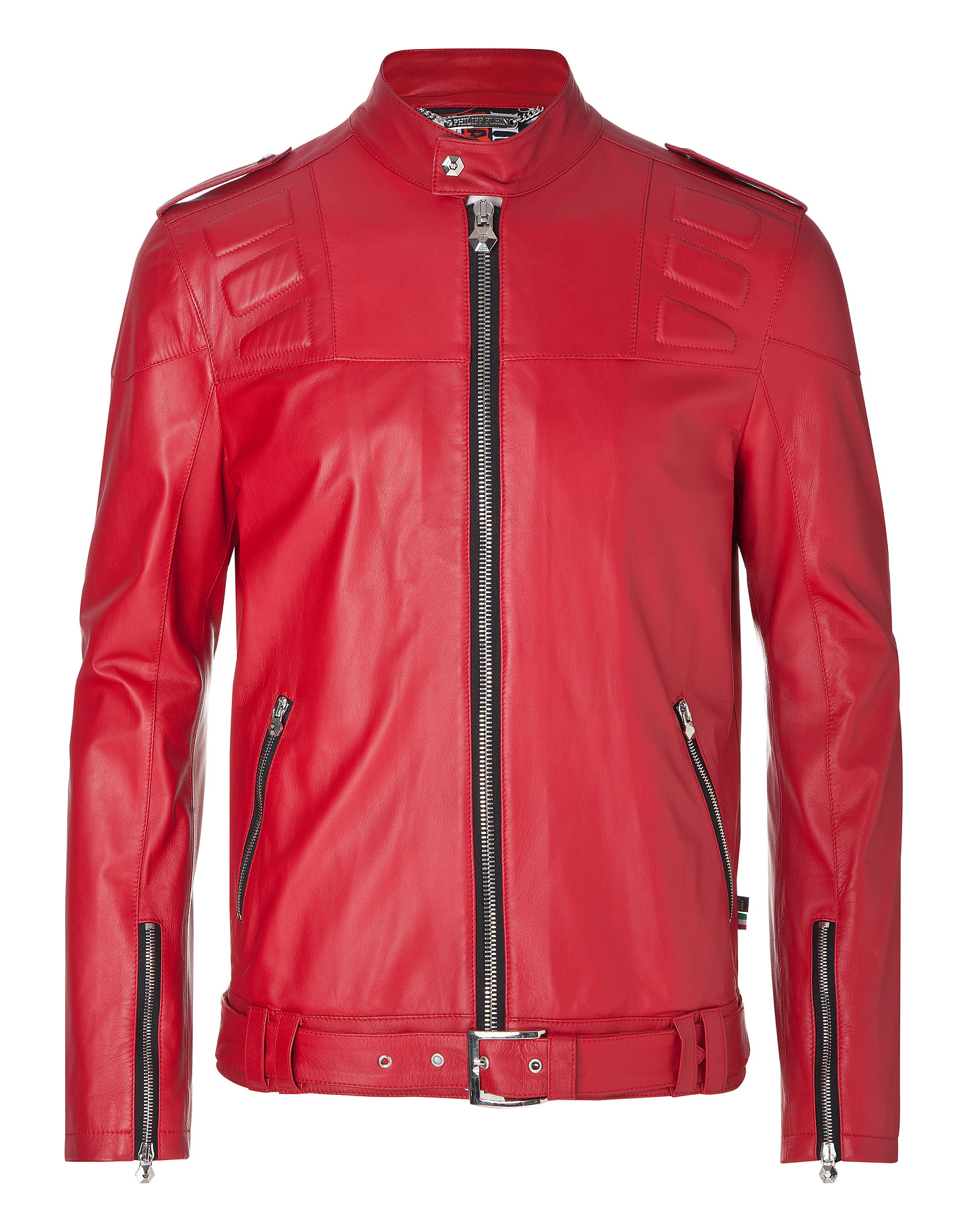 philipp plein red leather jacket