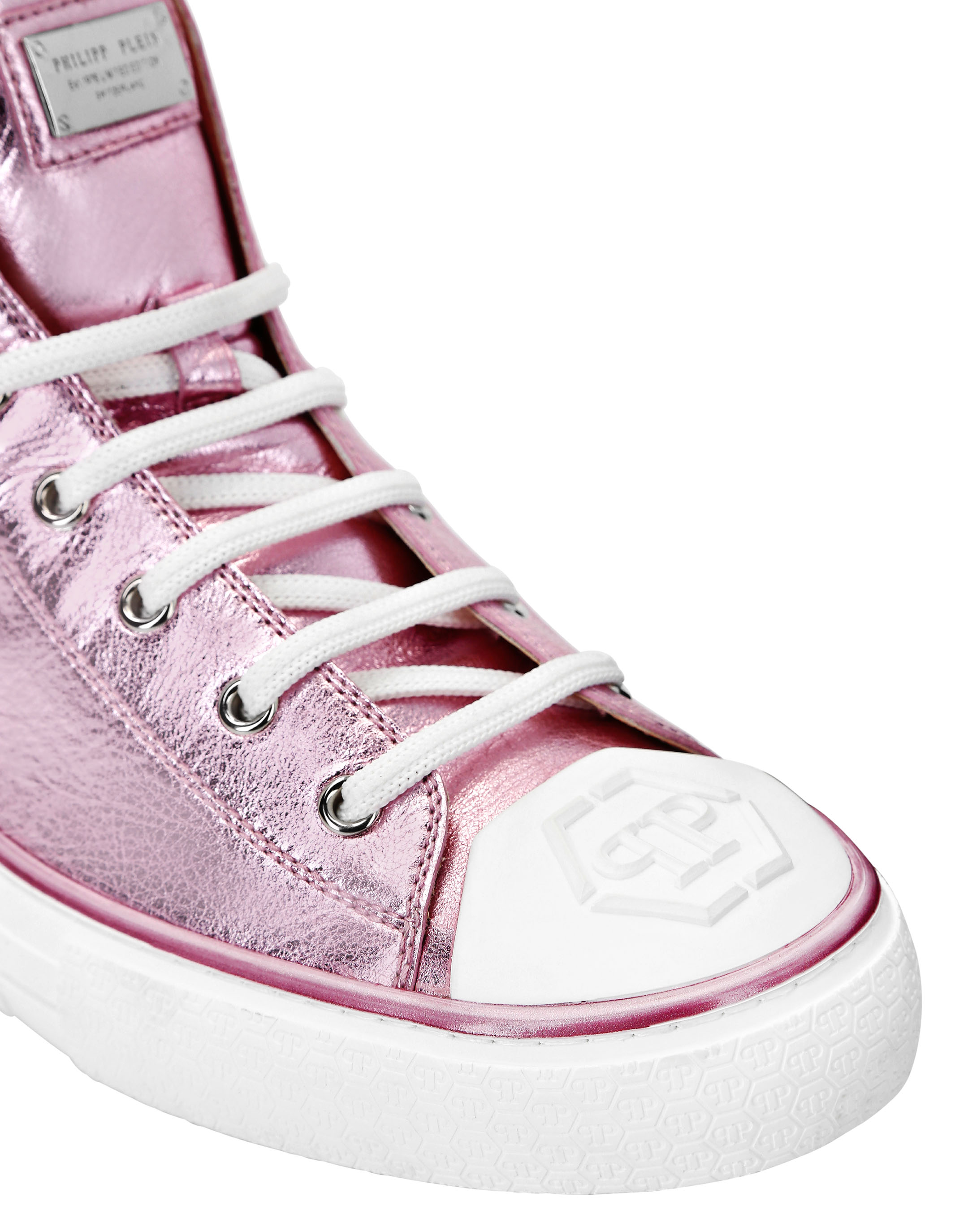 Saint Laurent Sneakers Women Leather White Pink