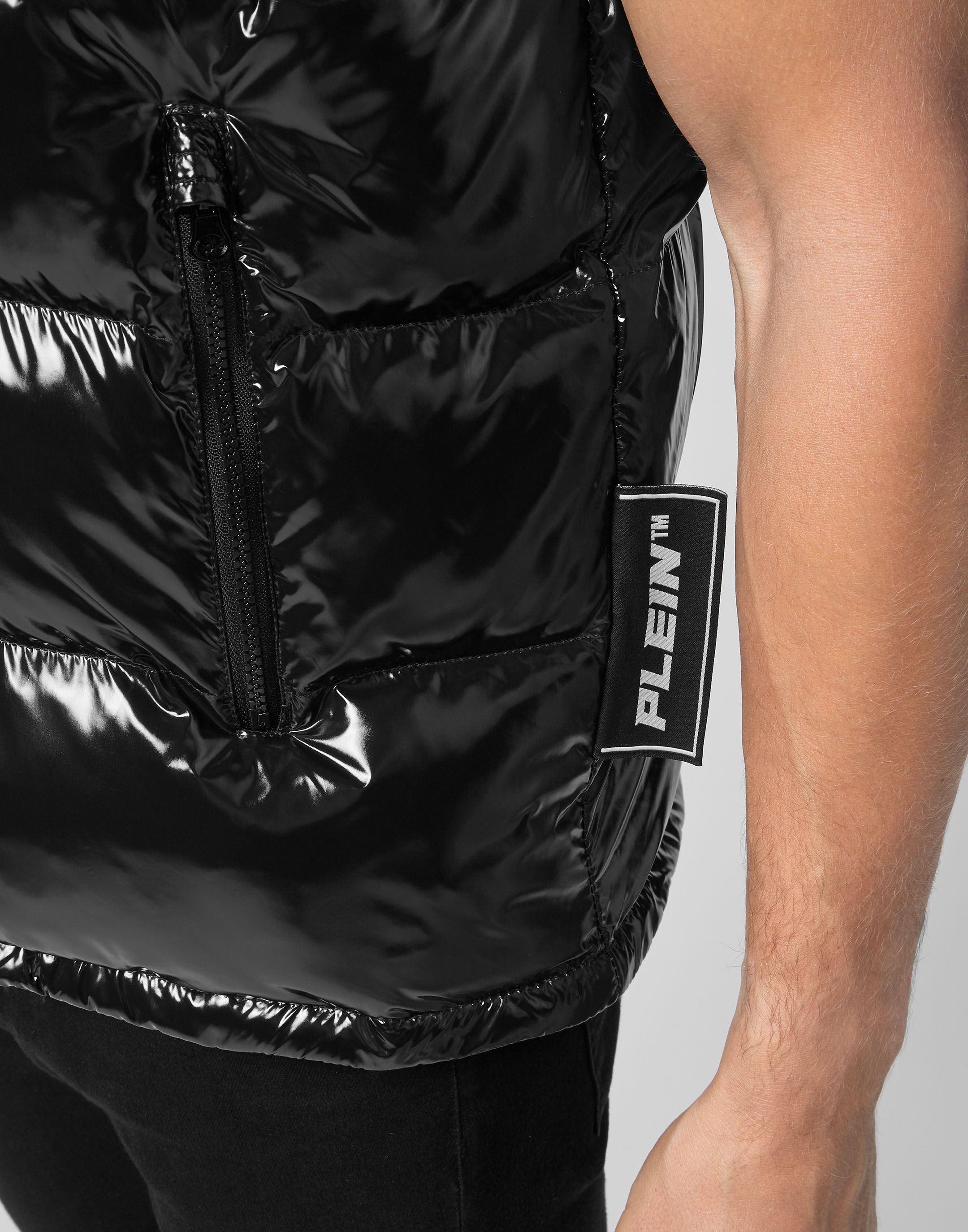 Glossy Sleeveless Puffer Jacket - Ready to Wear