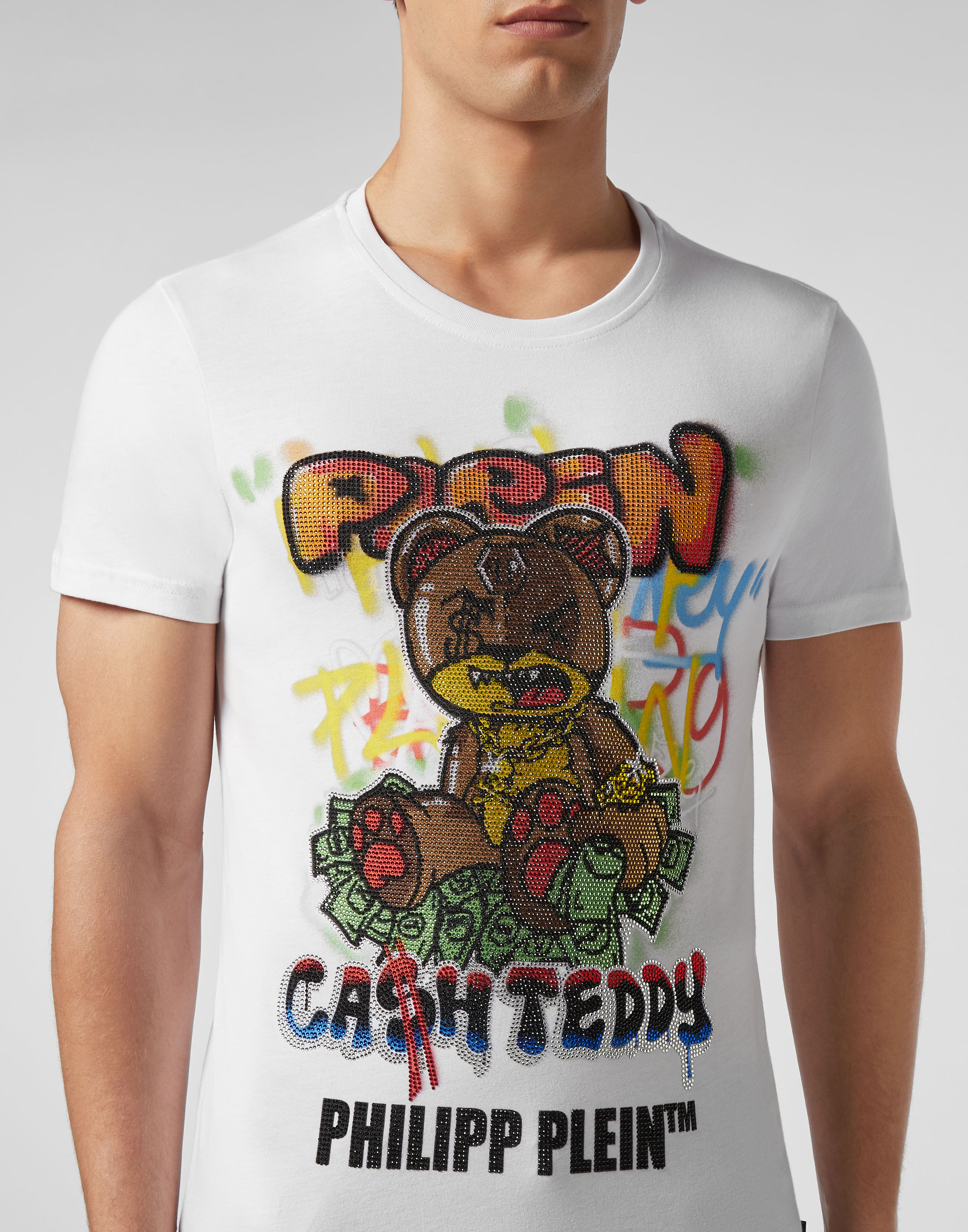 Een computer gebruiken piramide band T-shirt Round Neck SS Teddy Bear | Philipp Plein Outlet