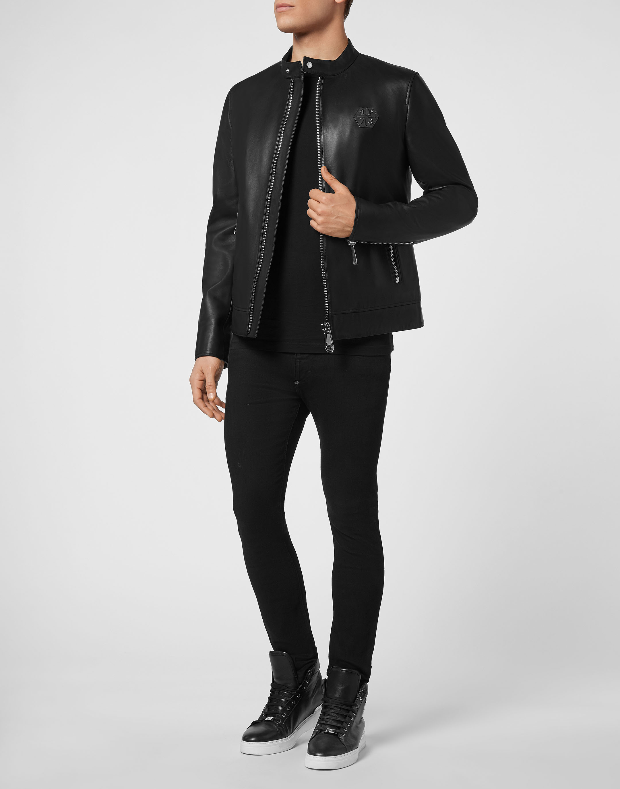Leather Jacket Slim Cut Iconic Plein | Philipp Plein Outlet