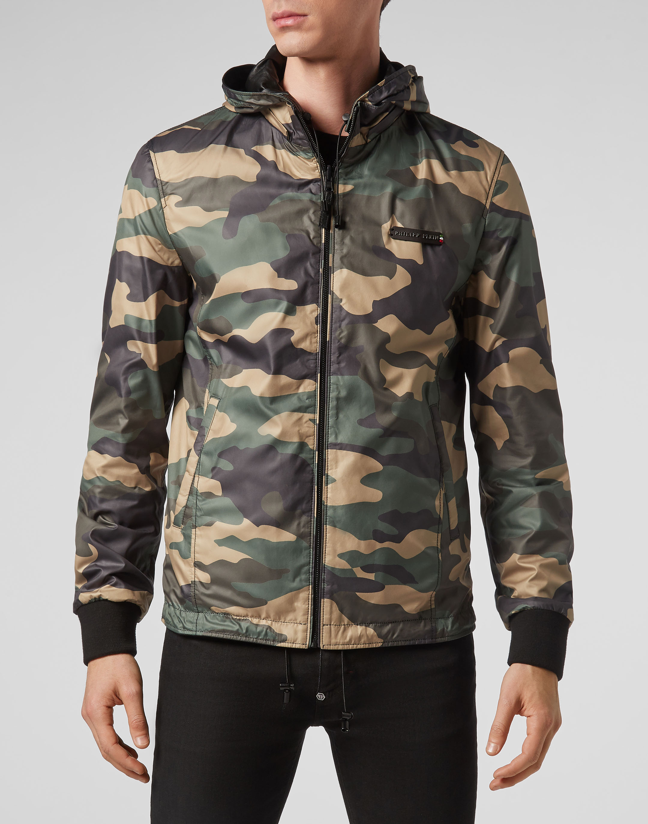 Reversibile Leather Jacket Camouflage