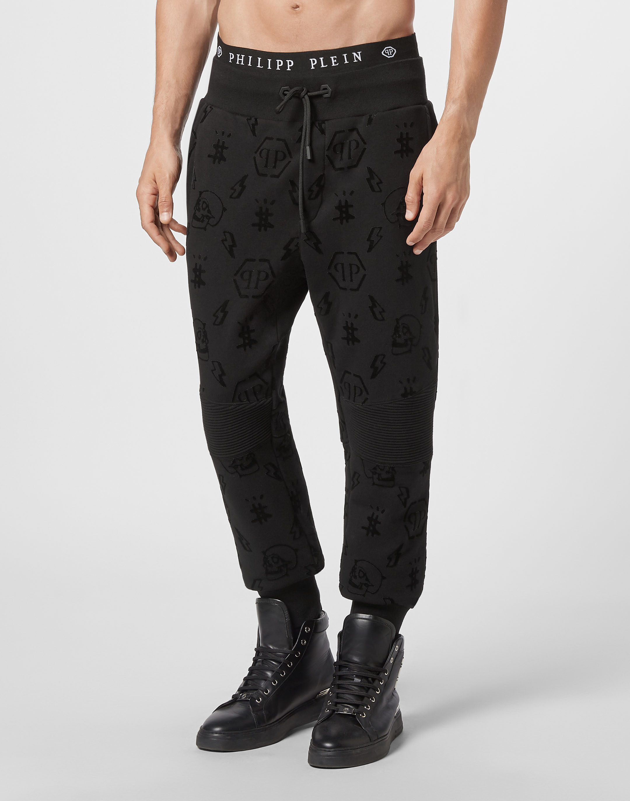 韓国発!【JUSTYOUNG】RG Fleece Pintuck Pants/男女共用 Jogging Trousers Flock Monogram | Philipp Plein Outlet